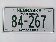 2011 Nebraska Farm Truck Not For Hire License Plate 84 - 267 picture