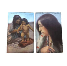 Native American Linen Postcards H H Tammen Apache Mother Child A Pueblo Belle picture