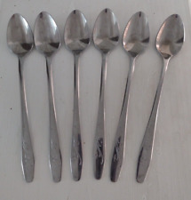6 Vintage Mar-Crest Ice Tea Spoons  Stainless Made in U.S.A. Mid Century picture