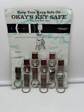 Vintage OKAY’S KEY SAFE Belt Split Ring Keychain Holder 11 On Card Display picture