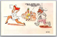 Comic Told Nurse Not To Give Him Yogurt Postcard UNP VTG Kromekolor Unused picture