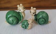 Vintage Miniature Snail Figurine Family Set of 3 Green picture