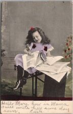 RPPC Photo Postcard Little Girl Reading Newspaper - 1919 MEXICO Stamp & Cancel picture
