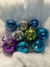 Vintage Retro Disco Ball Plastic Christmas Ornaments, Lot of 9 Faceted Ornaments picture