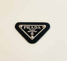 Prada Triangle Silver Black Leather Pendant picture