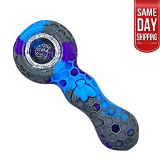 Unbreakable Silicone Honeycomb Tobacco Smoking Pipe With Glass Bowl Purple/Blue picture