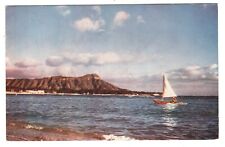 Postcard HI Honolulu Hawaii Sailboat Diamond Head c1950's Vintage picture