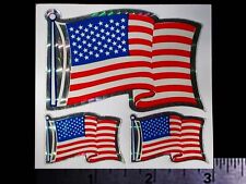 U.S.A. American Flag - Set of 3 Original Vintage Racing Decals/Stickers Patriot picture