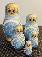 Vintage Hand Painted Russian Matryoshka 5 Piece Set 5” Nesting Dolls  Signed picture
