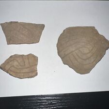 Set Of 3 Ancient Native American Indian Potsherds Incised Geometric picture