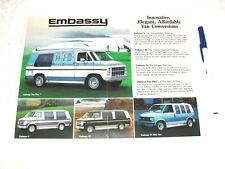 1987 Embassy Vans (Conversion) - Dealer Sales Brochure Catalog Flyer - RARE picture