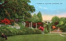 Postcard WI Milwaukee Wisconsin Glimpse of Lake Park Linen Vintage PC J3640 picture