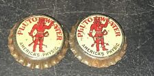 2 PLUTO WATER SODA BOTTLE CAPS 1927-34 FRENCH LICK, IN; UNUSED CORK-LINED CROWN picture