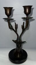 SPI San Pacific Intl. Bronze Buck Stag  Sculpture w/ Double Candle Holder picture