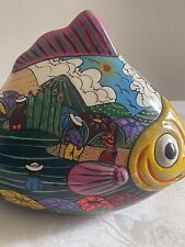 Vintage Hand Painted Figurine  - Coin Holder  Mexican Pottery Fish picture