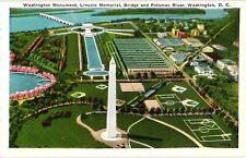 Aerial View Washington Monument Potomac Washington DC White Border Postcard 1920 picture