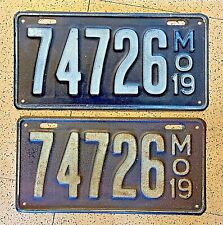 1919 MISSOURI license plates – ALL ORIGINAL old vintage antique auto tags picture