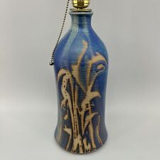 MidCentury 70s Blue Abstract Studio Art Pottery Table Lamp Vintage Handmade picture