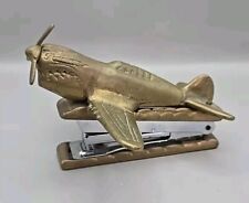 Vintage Brass P-51D Mustang WWII Fighter Airplane Mini Desk Stapler *WORKS picture