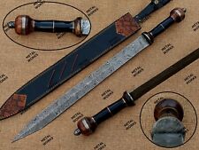 Handmade Damascus Steel Gladiator Sword/Gladius /Roman Sword With Leather Sheath picture