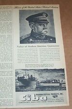 1944 print ad - Dr. Carter father of Maritime Quarantine CIBA Pharmaceutical AD picture