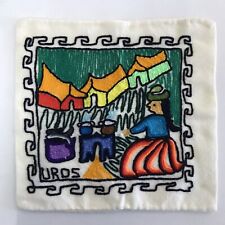 South American Wool Pillow Case Handmade in Ecuador Harvest Folk Art 16.5