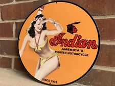 12in  Indian Motorcycle Heavy Gauge Vintage Style Heavy Steel Metal Sign Oil Gas picture