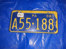 1958 Pennsylvania Vintage Metal License Plate Auto Tag #A55-188 picture