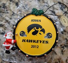 2012 Danbury Mint Collegiate Iowa Hawkeyes Christmas Drum Santa Ornament NEW picture