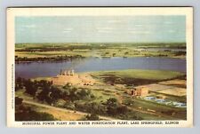 Springfield, IL-Illinois, Municipal Power Plant & Water Plant, Vintage Postcard picture