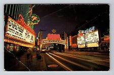 Reno NV-Nevada, The Biggest Little City in the World, Night, Vintage Postcard picture