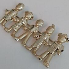 5 People of the World Holding Hands Gold Tone Lapel Pin picture