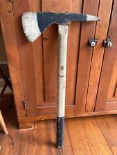 Antique Folk Art Carved Wooden Fireman's Parade Axe - Painted Black / White AAFA picture