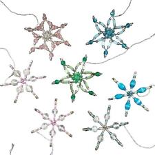 7 Vintage Beaded Snowflakes Christmas Ornaments Handmade Pink Purple Blue Green picture