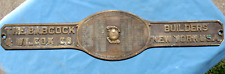 Antique BABCOCK & WILCOX ~ STEAM BOILER Brass PLAQUE Sign ~ from SHIP Locomotive picture
