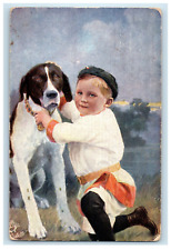 c1910 We Two, Dutch Kid, Dog, Esbjerg Denmark Oilette Tuck Art Postcard picture
