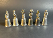 6 Vintage Beatrix Potter Silver Plated Bell Peter Rabbit New England -Tarnished picture