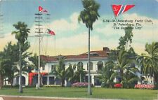 St Petersburg Florida, St Petersburg Yacht Club & Pennant Flag, Vintage Postcard picture