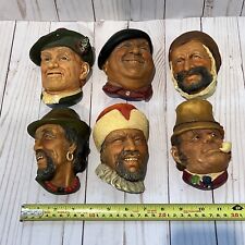 Bossons Chalkware Heads - Lot of 6 Group Set Sea Captain Sikh Jock Boatman picture