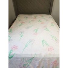 Vintage Tastemaker Full Size Flat Sheet Floral Tulips No Iron Percale USA 50% Co picture