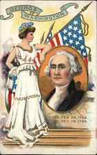 George Washington Patriotic Lady Liberty Embossed c1910s Postcard picture