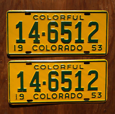 1953 Colorado License Plate Plates PAIR / SET - High Quality NEVER USED picture