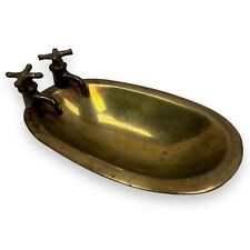 Vintage Brass Bathtub Soap Dish Tray Bathroom Decorative Roll Top Shaped Trinket picture