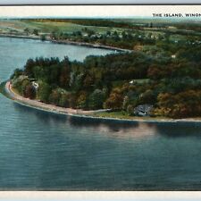 c1910s Winona Lake, Ind The Island Birds Eye Aerial Colorful Litho Photo IN A200 picture