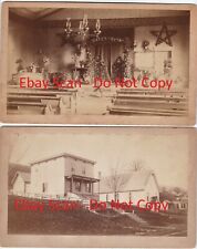 RARE 2 Albumen Photos - ca 1890 Methodist Church Interior Exterior - Berlin NY picture