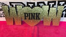 RARE Victoria’s Secret PINK Gold Glitter WOW Store Prop Display Decoration NEW picture