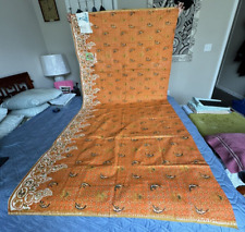 Vintage Batik Cotton Fabric 86x40 inches Thailand orange & gold picture