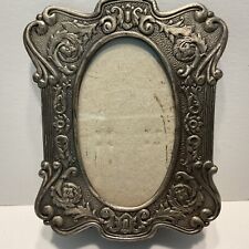 VTG Victorian Style Ornate Standing Oval Picture Frame Scroll Metal Small picture