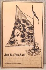 c1907 Artist Sketch Postcard ~ Are You For Sail ~ 1907 By: D. Millson. #-3572 picture