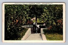 St. Petersburg FL-Florida, Fountain Of Youth, Gents, Vintage c1930 Postcard picture